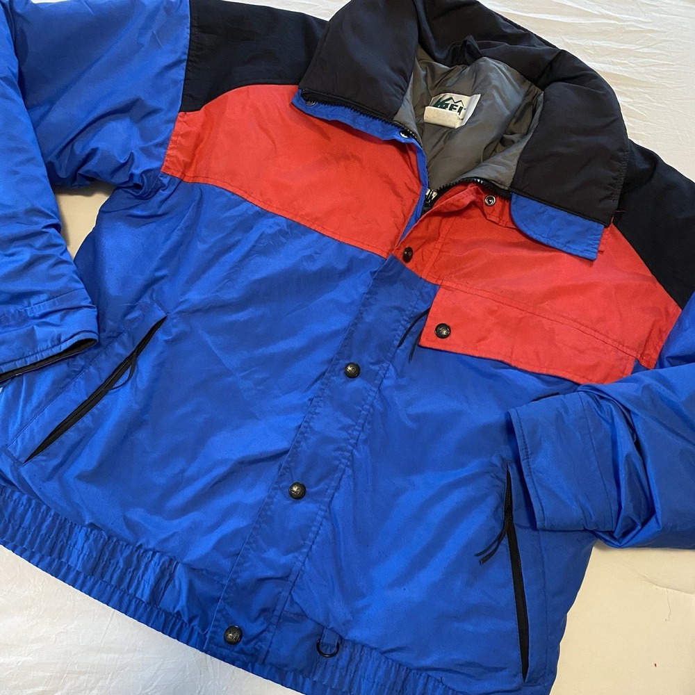 REI Vintage Puffer Men's Medium Red Blue Black Winter Coat‎ M